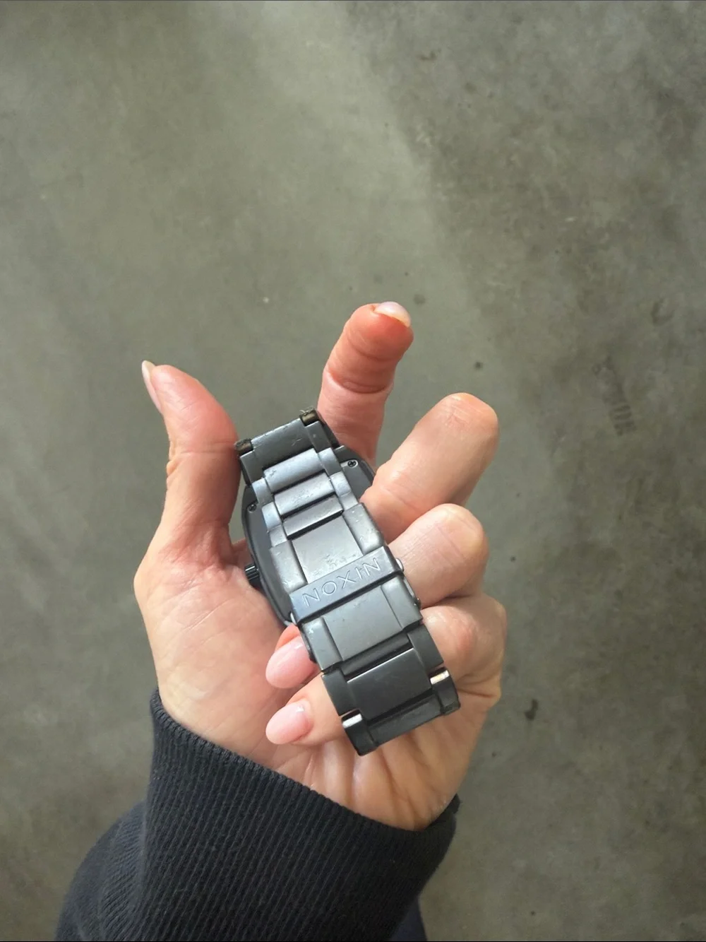 Nixon Matte Black Square-Link Stainless Watch